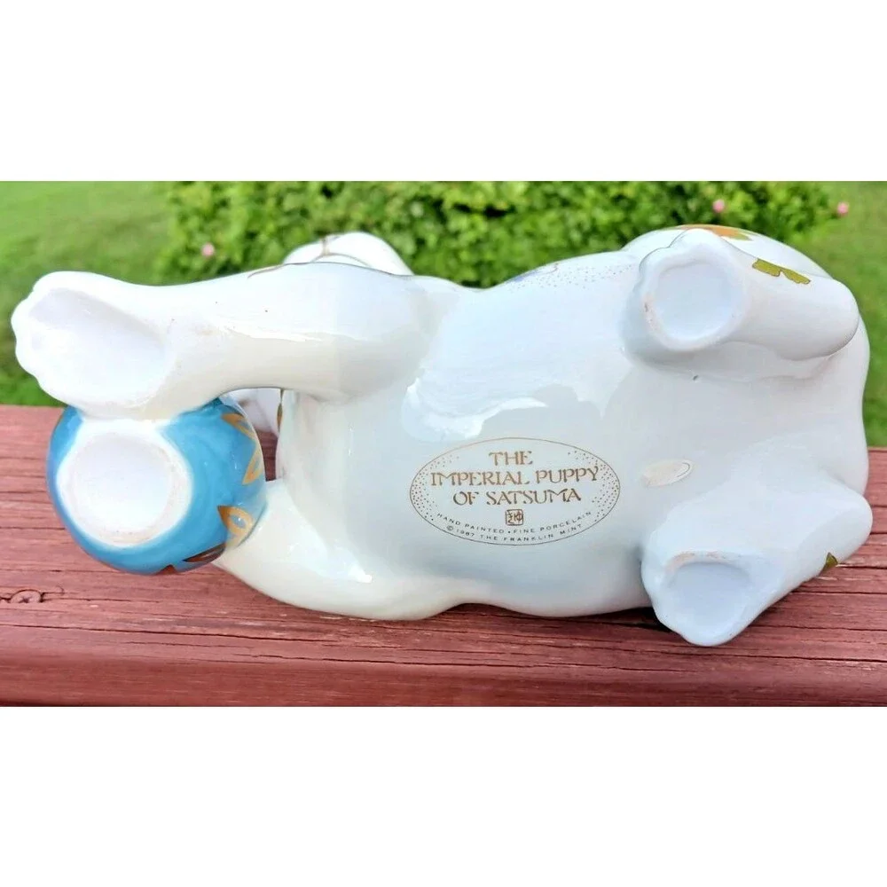 Vintage 1987 The Imperial Puppy Of Satsuma Hand Painted Porcelain Franklin Mint